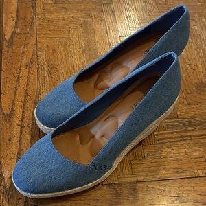 Lucky Brand Denim Blue Espadrilles Wedges Size 9.5